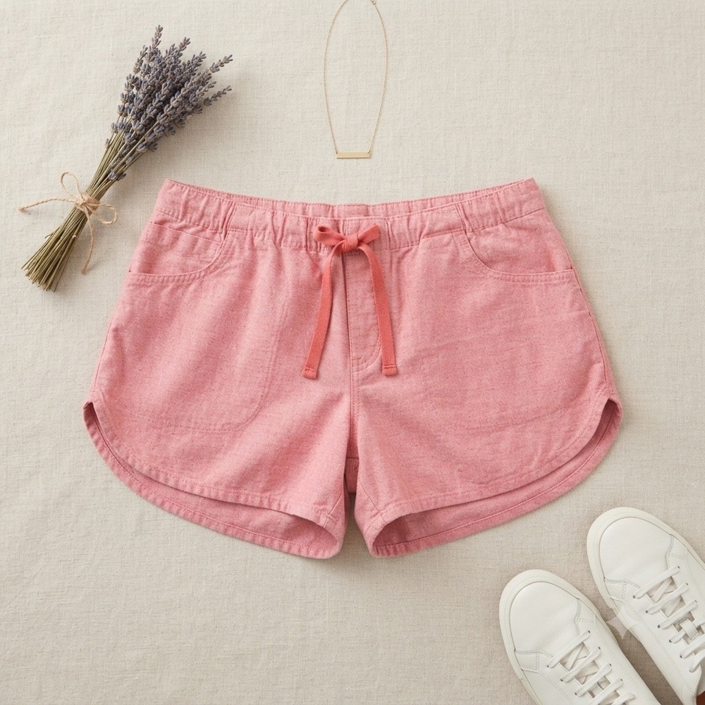 Toad&Co Shorts Women Small Pink Organic Cotton Drawstring Casual Summer Beach
